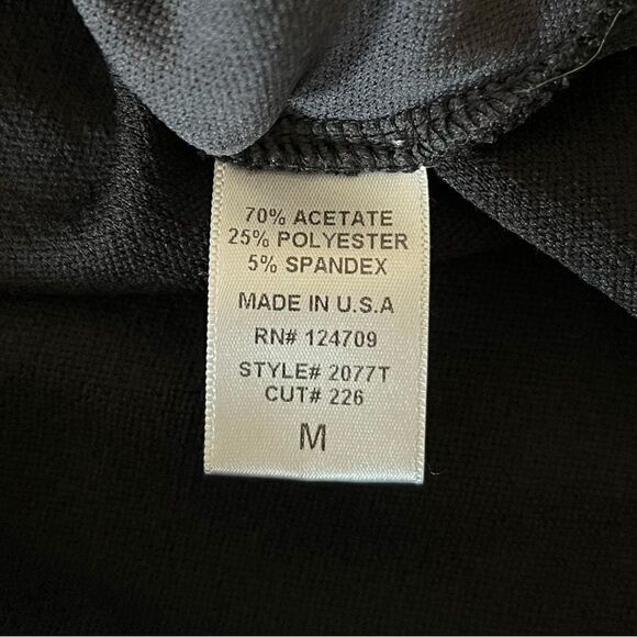 IC Connie K Lagenlook Asian Print Top Asymmetrical Artsy Black Red Blouse Medium - Picture 8 of 9